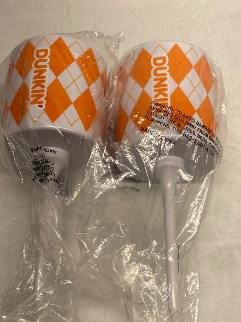 Lot of 2 Dunkin' Donuts Golf White & Orange Golf Tee Cup Holders Promo Item